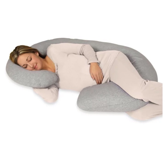 Leachco Snoogle Total Body Pillow in white with heather gray Pillowcase - Picture 2 of 8